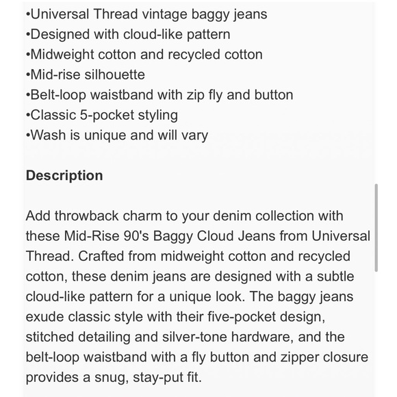 Women's Mid-Rise 90's Baggy Cloud Jeans - Universal Thread Light Wash new - Picture 4 of 8